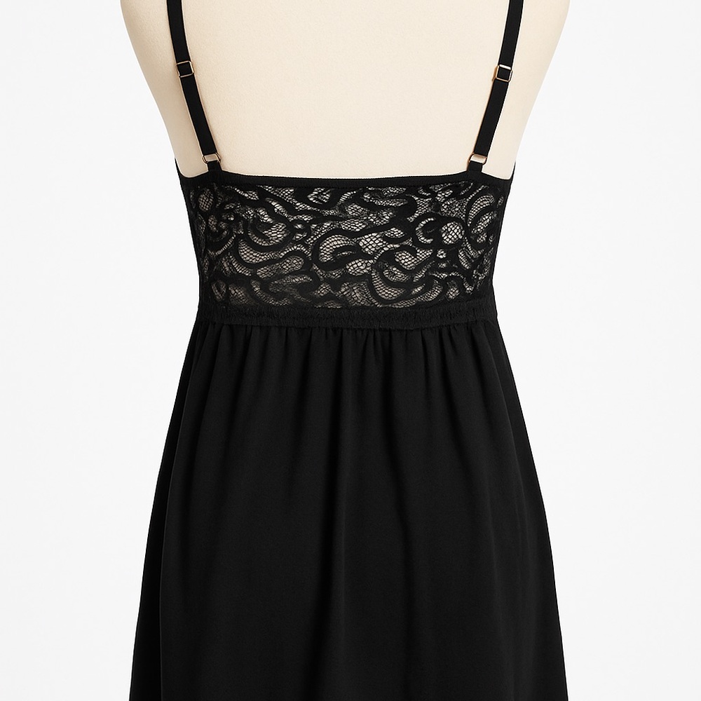 Black Lace Babydoll Lingerie Size Large Adjustable Straps Stretch - Picture 4 of 6